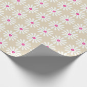 Papier Cadeau Jolies marguerites blanches aux centres rose ceris (Coin)
