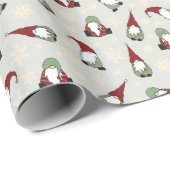 Papier Cadeau Jolies nanas de Noël rouge et vert (Coin rond)