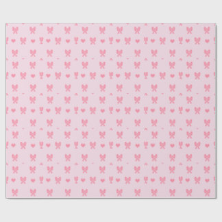 Papier Cadeau Jolies Nœuds Roses et Cœurs Coque