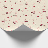 Papier Cadeau Jolies petites cerises roses rouges cœurs arcs crè (Coin)