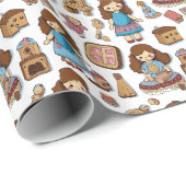 Papier Cadeau Jolies Petites Poupées  (Coin rond)