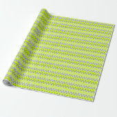 Papier Cadeau Jolies rayures grises vert clair en zigzag (Déroulé)