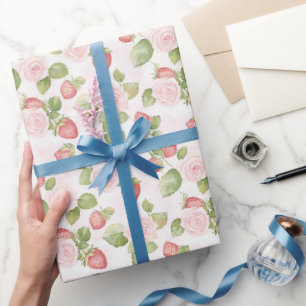 Papier Cadeau Jolies Roses Roses Fleurs Anniversaire