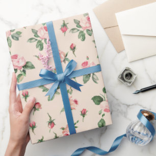 Papier Cadeau Jolies Roses Roses Florales Fête de Mariage