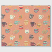 Papier Cadeau Jolies tasses de café (Plat)