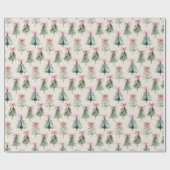 Papier Cadeau Jolis arbres de Noël et rubans (Plat)