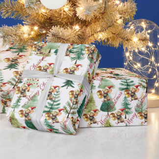 Papier Cadeau Jolis arbres de Noël Souris musicale