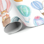 Papier Cadeau Jolis ballons à air chaud (Coin rond)