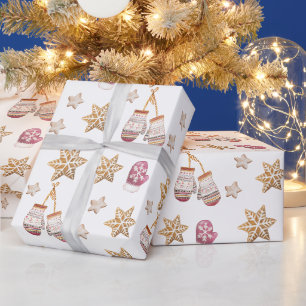 Papier Cadeau Jolis biscuits bonhomme de neige d'hiver aquarelle