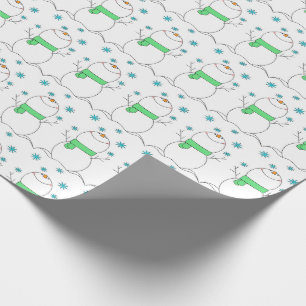 Papier Cadeau Jolis bonshommes de neige avec des flocons de neig