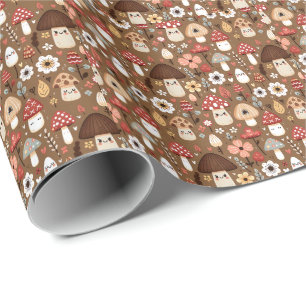 Papier Cadeau Jolis Champignons de Cottage pour Anniversaire
