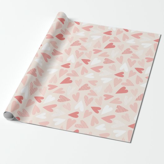Papier Cadeau Jolis cœurs roses pour la Saint-Valentin (Déroulé)
