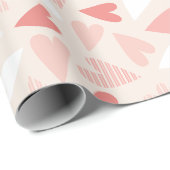 Papier Cadeau Jolis cœurs roses pour la Saint-Valentin (Coin rond)