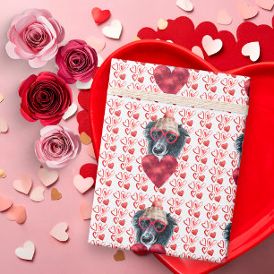 Papier Cadeau Jolis Cœurs Rouges Collie de Frontière Amoureux de