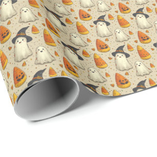 Papier Cadeau Jolis fantômes d'Halloween