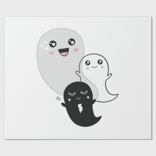Papier Cadeau jolis fantômes halloween kawaii