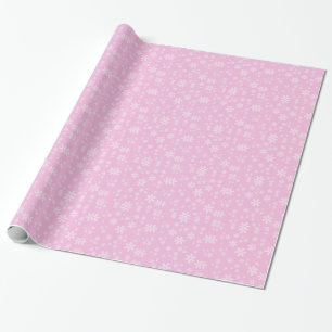 Papier Cadeau Jolis flocons de neige roses et blancs