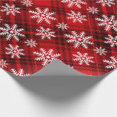 Papier Cadeau Jolis flocons de neige sur le rouge du plaid | (Coin)