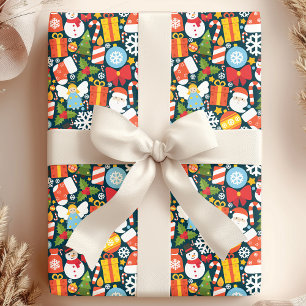 Papier Cadeau Jolis icônes de Noël et de Santa pour les fêtes