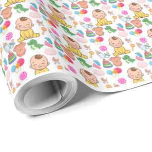 Papier Cadeau Jolis jouets pour la nurserie motif Baby Shower