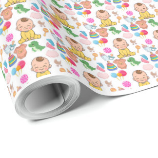 Papier Cadeau Jolis jouets pour la nurserie motif Baby Shower