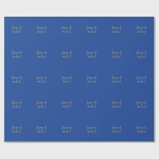 Papier Cadeau Jolis Noms De Couple De Calligraphie Chic Bleu Et