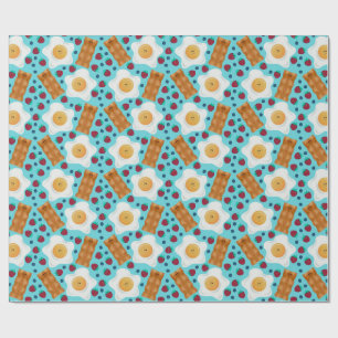 Papier Cadeau Jolis Œufs Bleus Bacon Fraises Myrtilles