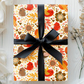 Papier Cadeau Jolis oiseaux et feuilles d'automne