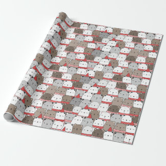 Papier Cadeau Jolis ours d'hiver motif de vacances sans couture