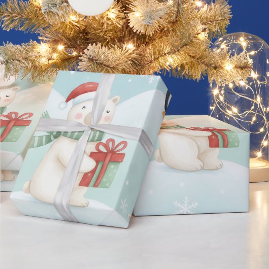 Papier Cadeau Jolis ours polaires et manchots motif de Noël (Vacances)