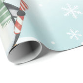 Papier Cadeau Jolis ours polaires et manchots motif de Noël (Coin rond)