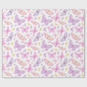 Papier Cadeau Jolis papillons pastel volants (Plat)