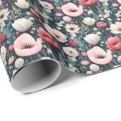 Papier Cadeau Jolis Pavots Roses (Coin rond)