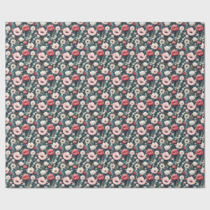 Papier Cadeau Jolis Pavots Roses