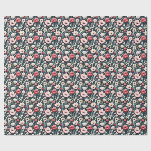 Papier Cadeau Jolis Pavots Roses (Couture)