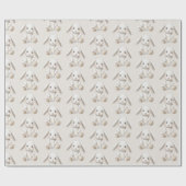 Papier Cadeau Jolis petits lapins blancs crème de Noël (Plat)