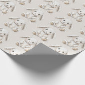 Papier Cadeau Jolis petits lapins blancs crème de Noël (Coin)