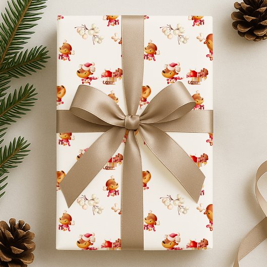 Papier Cadeau Jolis rennes de vacances