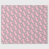 Papier Cadeau Jolis talons de cheval pailletés argent rose (Plat)