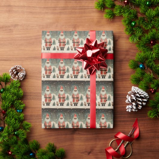 Papier Cadeau Jolly Black Père Noël avec chat (Cadeau de vacances)