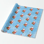 Papier Cadeau Jolly Ole Saint Nick Blue Éponge Peinture Neige (Déroulé)