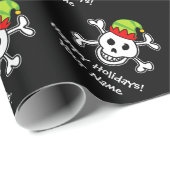 Papier Cadeau jolly roger elf crâne drôle Noël (Coin rond)