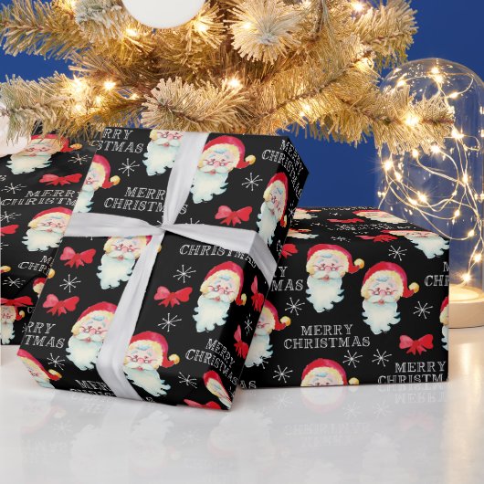 Papier Cadeau Jolly Santa Claus et Bows Noël (Vacances)
