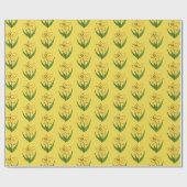 Papier Cadeau Jonquilles de Pâques jaune soleil (Plat)