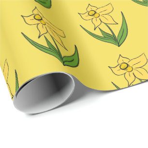 Papier Cadeau Jonquilles de Pâques jaune soleil