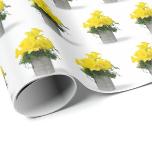 Papier Cadeau jonquilles jaunes en tasse rétro