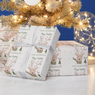 Papier Cadeau Jote Brown Rein Deer Stars Illustration Noël