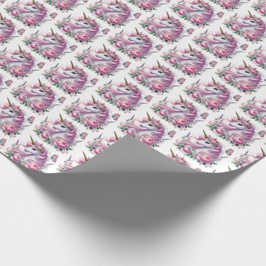 Papier Cadeau Jote carrelée filles unicorne fête (Coin)