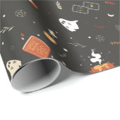 Papier Cadeau Jote Éffrayant Whimsical Halloween Motif Arrière - (Coin rond)