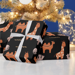 Papier Cadeau Jote Jouet noir Animal Cactus Enfants Enveloppemen